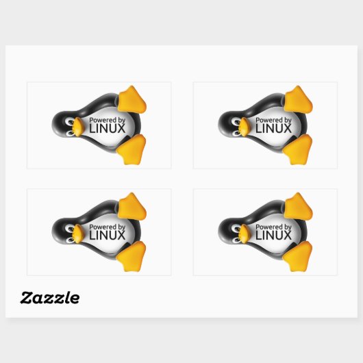 Sticker Rectangulaire Alimenté par Linux (Feuille)