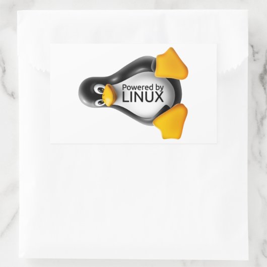 Sticker Rectangulaire Alimenté par Linux (Sac)