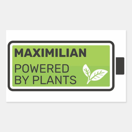 Sticker Rectangulaire Alimenté par plante vert nom complet de batterie p (Devant)