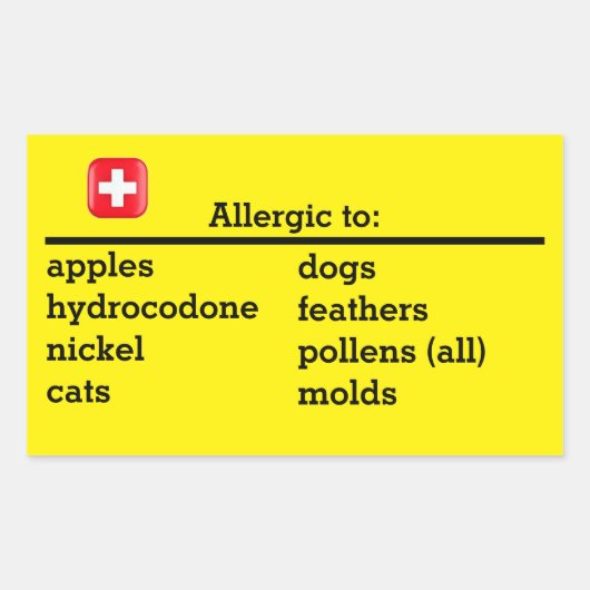 Sticker Rectangulaire Allergies (Devant)