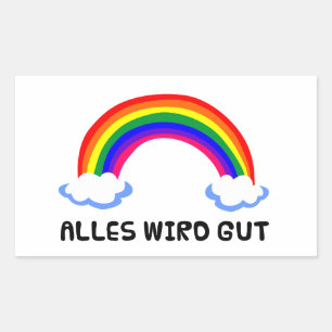 Sticker Rectangulaire alles wit intestin arc-en-ciel espoir coronavirus