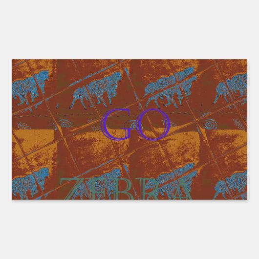 Sticker Rectangulaire Allez Zebra Safari Art Imprimer/Graphique (Devant)