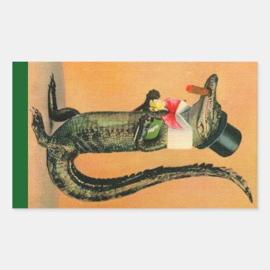 Sticker Rectangulaire Alligator à Haut-de-Forme (Devant)