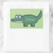 Sticker Rectangulaire Alligator de dessin animé vert personnalisé (Sac)
