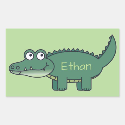 Sticker Rectangulaire Alligator de dessin animé vert personnalisé (Devant)
