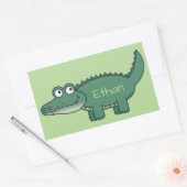 Sticker Rectangulaire Alligator de dessin animé vert personnalisé (Enveloppe)