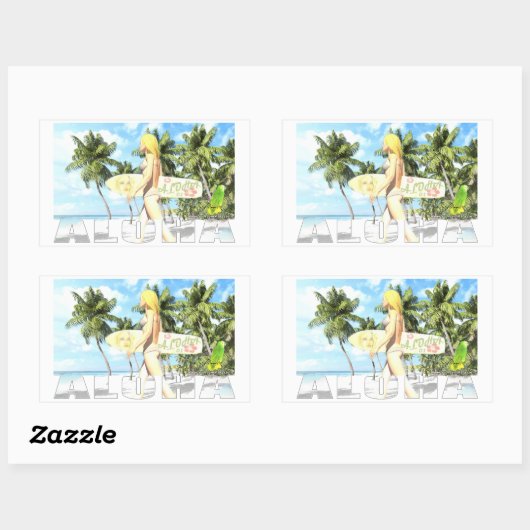 Sticker Rectangulaire Aloha 01 (Feuille)