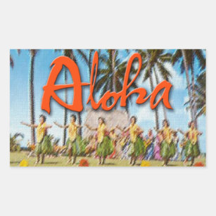 Sticker Rectangulaire Aloha danse polynésienne