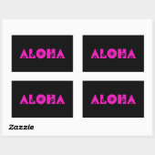Sticker Rectangulaire Aloha en fleurs roses (Feuille)
