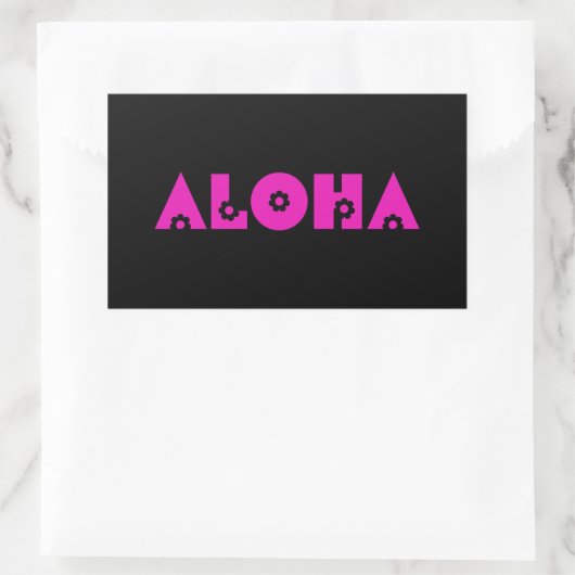 Sticker Rectangulaire Aloha en fleurs roses (Sac)