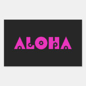 Sticker Rectangulaire Aloha en fleurs roses (Devant)