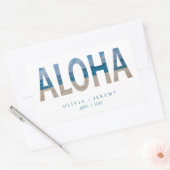 Sticker Rectangulaire Aloha Hawaii Beach Mariage tropical Bienvenue (Enveloppe)