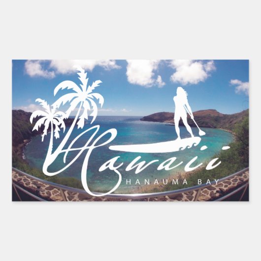 Sticker Rectangulaire Aloha Hawaii Se Déplace (Devant)