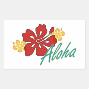 Sticker Rectangulaire Aloha Hibiscus