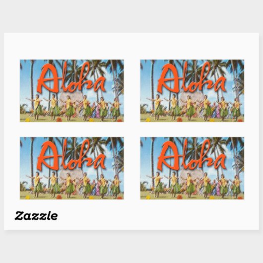Sticker Rectangulaire Aloha Hula (Feuille)
