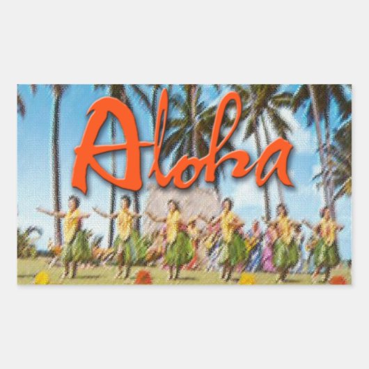 Sticker Rectangulaire Aloha Hula (Devant)