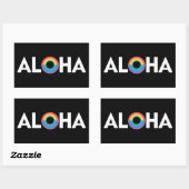 Sticker Rectangulaire Aloha Rainbow Island Hawaii Pride LGBTQ (Feuille)