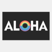 Sticker Rectangulaire Aloha Rainbow Island Hawaii Pride LGBTQ (Devant)