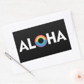 Sticker Rectangulaire Aloha Rainbow Island Hawaii Pride LGBTQ (Enveloppe)