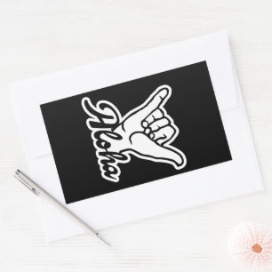 Sticker Rectangulaire Aloha Shaka Hand, signe Hang Loose