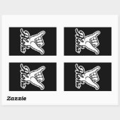 Sticker Rectangulaire Aloha Shaka Main, Hang Loose signe (Feuille)