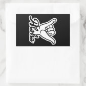 Sticker Rectangulaire Aloha Shaka Main, Hang Loose signe (Sac)
