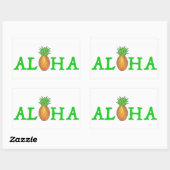 Sticker Rectangulaire ALOHA Tropical Island Hawaiian Pineappy Bonjour (Feuille)