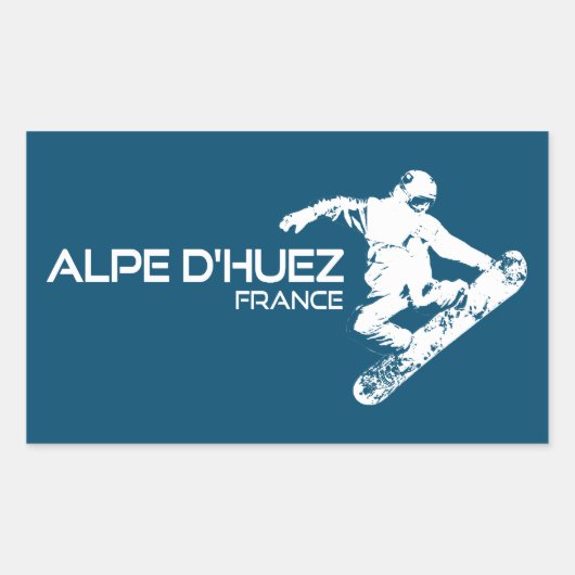 Sticker Rectangulaire Alpe d’Huez France Snowboardeur (Devant)