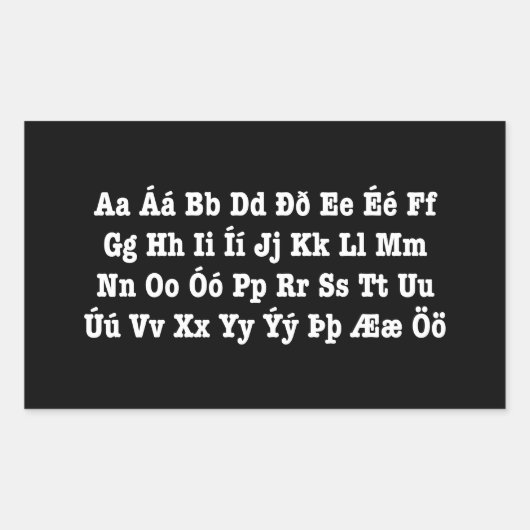 Sticker Rectangulaire Alphabet islandais [Íslenska Stafrófið] (Devant)