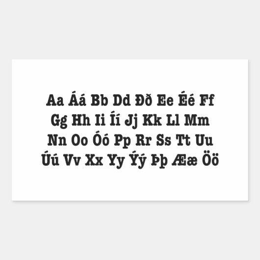 Sticker Rectangulaire Alphabet islandais [Íslenska Stafrófið] (Devant)