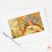 Sticker Rectangulaire Alphonse Mucha Art Nouveau Automne (Enveloppe)