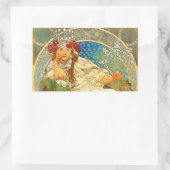 Sticker Rectangulaire Alphonse Mucha Art Nouveau Princesse Hyacinth (Sac)