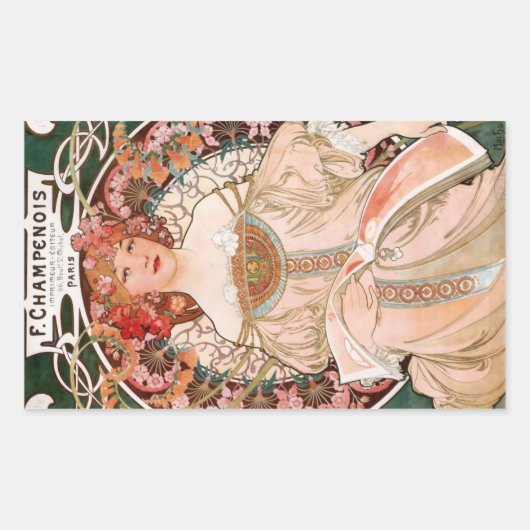 Sticker Rectangulaire Alphonse Mucha F. Champenois (Devant)