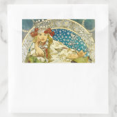 Sticker Rectangulaire Alphonse Mucha Princess Hyacinth Art Nouveau (Sac)