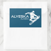 Sticker Rectangulaire Alyeska Alaska Snowboardeur (Sac)