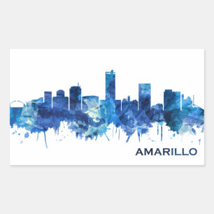 Sticker Rectangulaire Amarillo Texas Skyline Blue