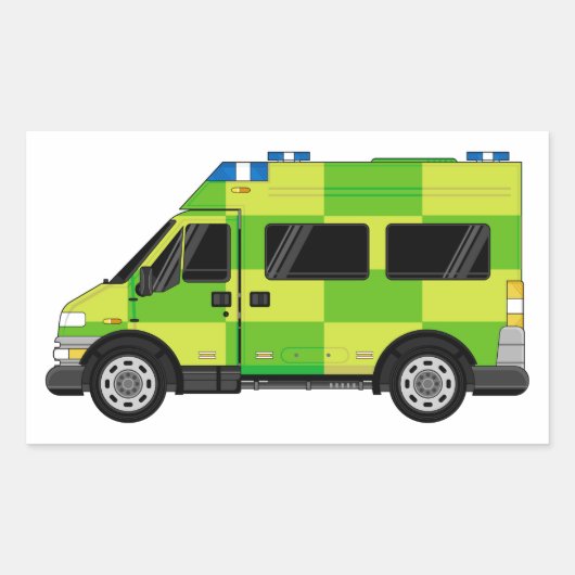 Sticker Rectangulaire Ambulance de dessin (Devant)