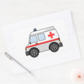 Sticker Rectangulaire Ambulance de dessin en rouge et blanc (Enveloppe)