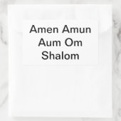 Sticker Rectangulaire Amen Amun Aum Om Shalom Peace Hankamer Artjunkhaus (Sac)