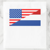 Sticker Rectangulaire américain Pays-Bas demi-drapeau usa (Sac)