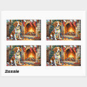 Sticker Rectangulaire American English Foxhound Christmas Lights  (Feuille)