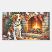 Sticker Rectangulaire American English Foxhound Christmas Lights  (Devant)