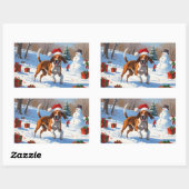 Sticker Rectangulaire American English Foxhound Noël Festive Neige (Feuille)