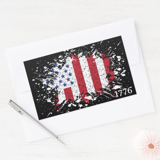 Sticker Rectangulaire American Peace Flag 1776 États américains R (Enveloppe)
