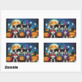 Sticker Rectangulaire American Staffordshire Chien Citrouille Halloween  (Feuille)