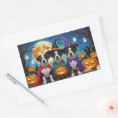 Sticker Rectangulaire American Staffordshire Chien Citrouille Halloween  (Enveloppe)