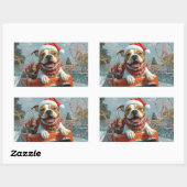 Sticker Rectangulaire American Staffordshire Chien Noël (Feuille)