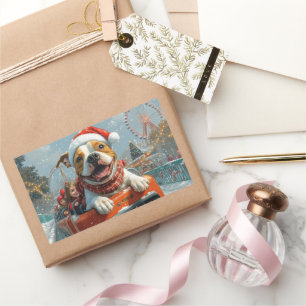 Sticker Rectangulaire American Staffordshire Chien Noël