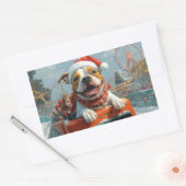Sticker Rectangulaire American Staffordshire Chien Noël (Enveloppe)