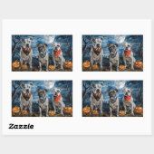 Sticker Rectangulaire American Staffordshire Halloween Éffrayant (Feuille)